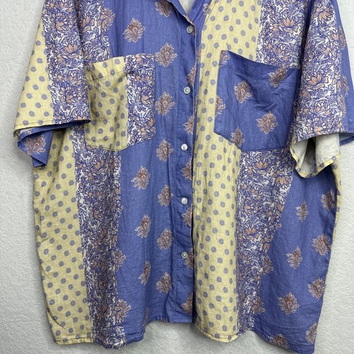 Wilfred Free Shirt Womens Large Linen Blend Floral Paisley Button Boho Hippie - Picture 4 of 8