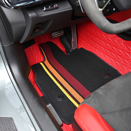 Red Full Floor Mats Black Carpet Liners Waterproof for Corvette C8 2020-2024 New - Picture 2 of 17