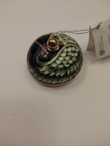 Rare Zarah Sterling Herring Bird Enamel ~ Hand Blown Glass. Trinket Jar Box. - Picture 8 of 11