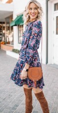 ELIZA J Dress Paisley Floral Fit And Flare Neck Tie Womans Size 2 Cottage Core