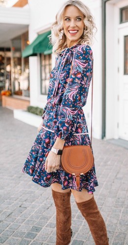 ELIZA J Dress Paisley Floral Fit And Flare Neck Tie Womans Size 2 Cottage Core