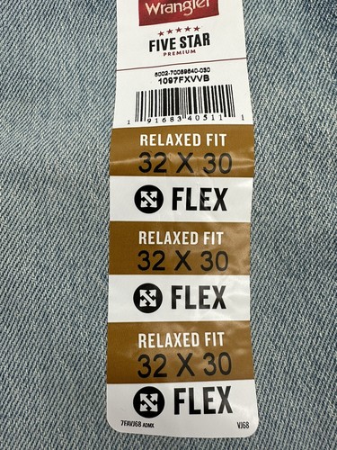 Wrangler Men's 5 Star Relaxed Fit Flex For Comfort Jeans Vintage Blue Size 32x30 - Picture 6 of 8
