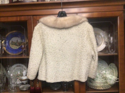 Vintage Bone Ribbon .Mink Fur Collar Jacket The Marguerite Flood Shop Erie PA￼ - Picture 4 of 12