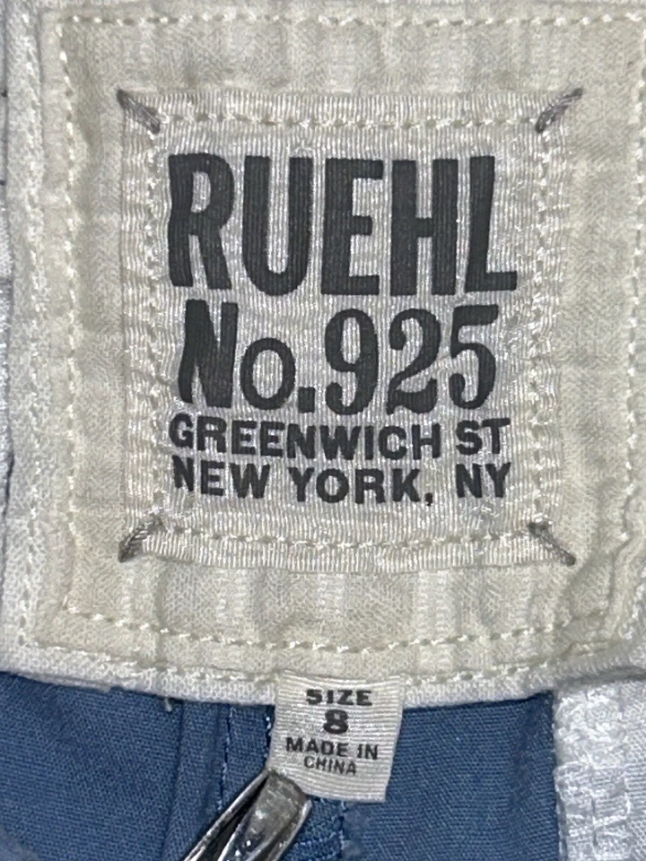 Bermudas para mujer Ruehl No.925 talla 8 azules tiro bajo puños informales A2 Foto 4 de 4