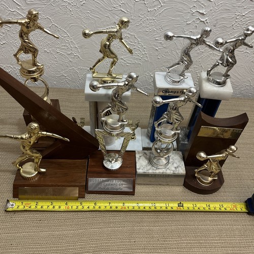 Vintage Damen Bowling Trophäen 1960-90er Jahre Holz Metall Marmor Rubbermaid Company - Bild 3 von 12