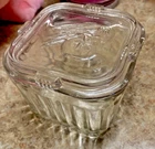 Vintage Federal Glass Ribbed Square Refrigerator Dish w/Lid Vegetables Pattern
