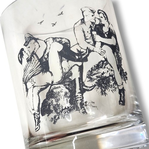 NEW Groovy Q Dirty Linens 4 Rocks Glasses Set Gay Men Cocktail Barware - Picture 3 of 5