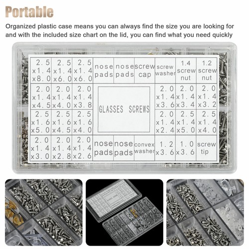 Eyeglass Screws Nut Nose Pads Screwdriver Watch Glasses Optical Repair Tool Kit - Picture 5 of 11