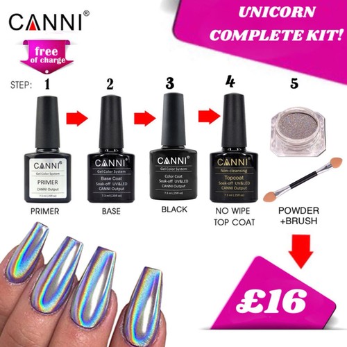 UNICORN CHROME POWDER KIT Mirror AURORA Nail ROSE GOLD No Wipe Top Coat UV/LED - Picture 4 of 28