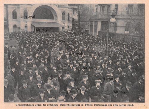 Demonstracja Cyrk Busch Pruski szablon praw wyborczych Berlin - 1910 ~18x13cm - Zdjęcie 1 z 1