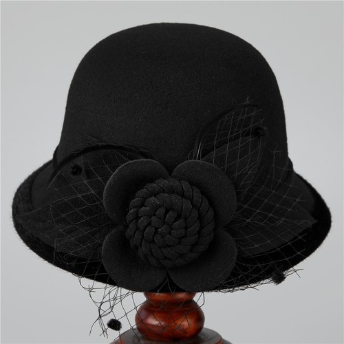 Heiß Damen Retro Elegant Flapper Retro Cloche Bucket Sonne Blumen Hut Party Abschlussball - Bild 6 von 17