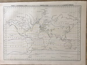1858 Isothermal World Temperatures Chart Antique Map A C Black 160 Image Is Loading 1858 Isothermal World Temperatures Chart Antique Map A