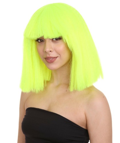 Adult Wonem's Pop Star Neon Green Wig HW-1159A - Picture 2 of 8