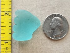 GENUINE BEACH SEA GLASS SURF TUMBLED TEAL GREEN BLUE FROSTED PENDANT RARE D1