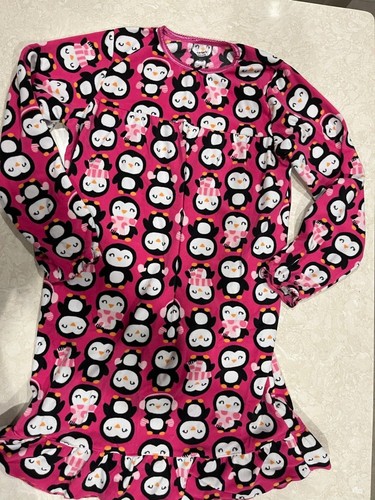 girls XL CARTERS PENGUIN FLEECE winter nightgown PAJAMAS night shirt warm 10-12 - Picture 1 of 2