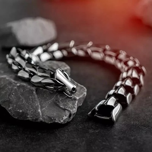 Herren Vintage Ouroboros Kette Armband Wikinger Stil Edelstahl Schlangenmanschette - Bild 2 von 8
