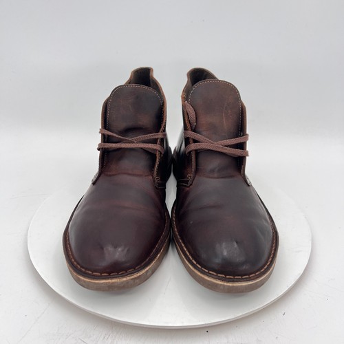 Clarks Men Size 11.5 15522 Brown Washed Leather Lace Up Ankle Chukka Boot - Picture 2 of 11