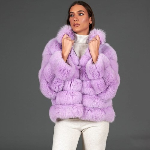 Damen Echt Fuchspelzmantel Mode Winter Warm Mantel Dick Echtfell Oberbekleidung - Bild 16 von 23