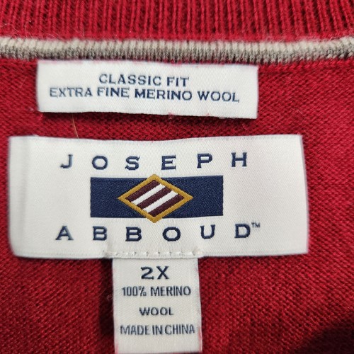 Joseph Abboud Mens Merino Wool Sweater Vest Size 2X Red Sleeveless - Picture 3 of 7