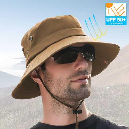 Herren Sonnenhut Sommer Bucket Breite Krempe Pferdeschwanz Buschhut UV-Schutz Strand Kappe USA - Bild 60 von 121