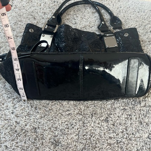 Borsa a tracolla Sharif vintage in pelle goffrata nera doppio manico tasche - Foto 7 di 9