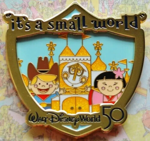 Disney Attraction Crest Small World Clock Face Cowboy Japanese Girl LE 2000 pin - Picture 2 of 2