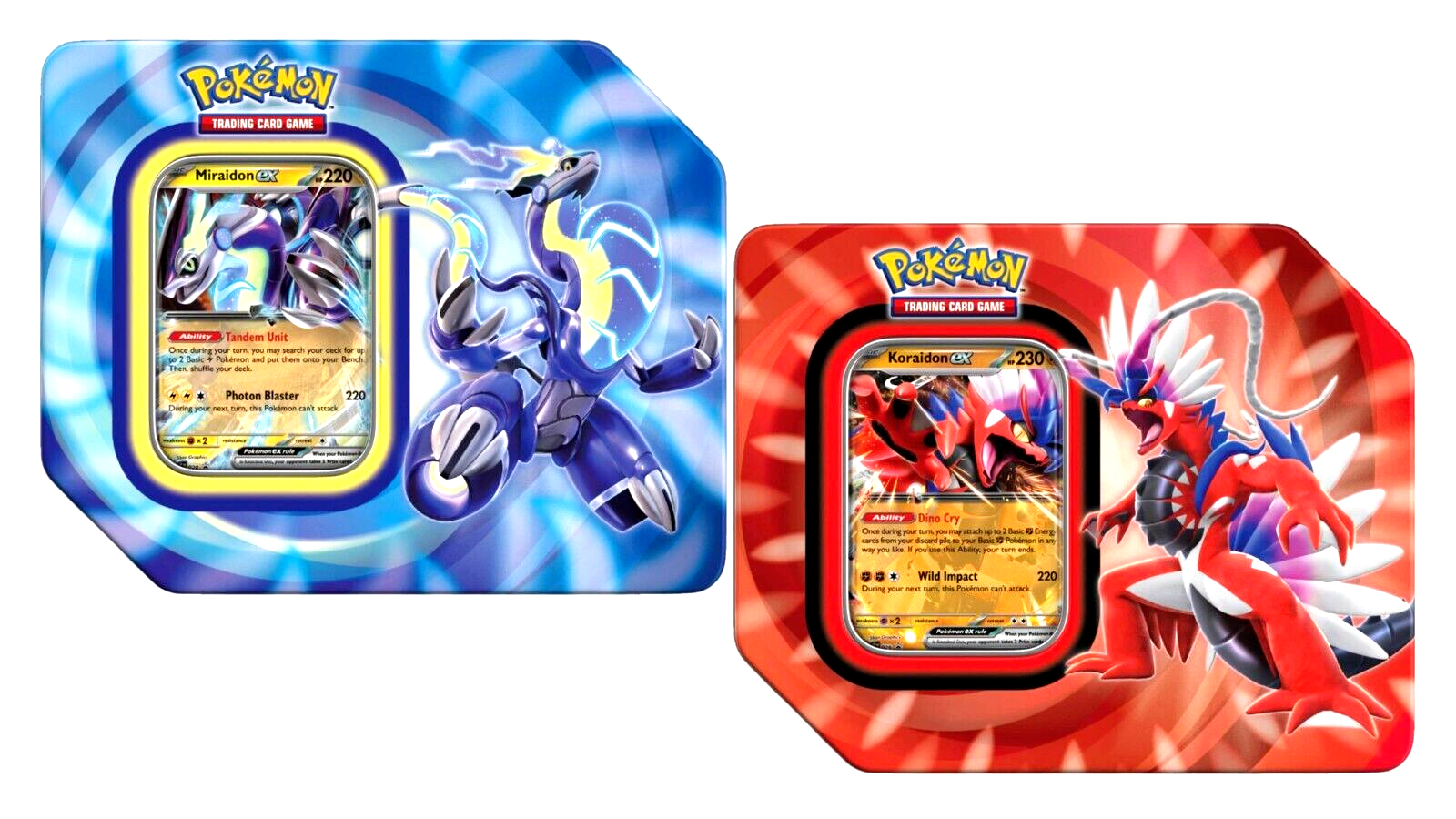 Pokémon TCG: Paldea Legends Koraidon ex / Miraidon ex Tin (Paldea Evol –  Pokemon Plug