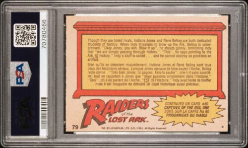 INDY'S BLUFF SE LLAMA PSA 8 1981 O-Pee-Chee Raiders of the Lost Ark #79 - Imagen 3 de 3