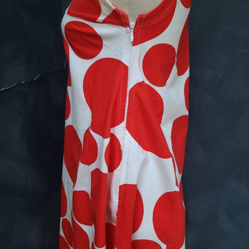 Vintage 70s Red & White Polka Dot Cotton Mini Dress XS - Picture 8 of 10