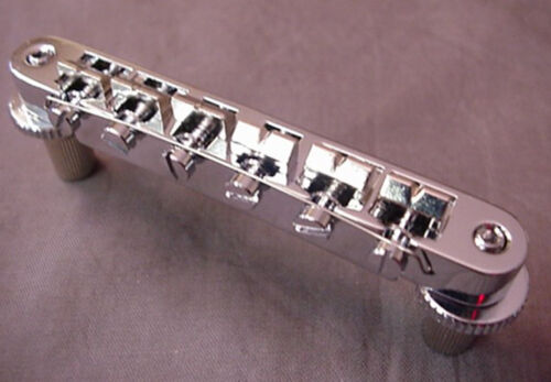 TUNE O MATIC BRIDGE FOR ELECTRIC GUITAR - chrome with smaller type studs - Picture 2 of 4