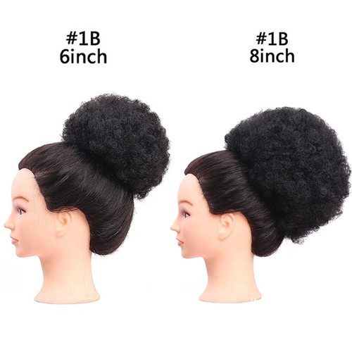 Afro Kinky Curly Ponytail Drawstring Puff Bun Clip on Chignon Bun Hair Extension - Picture 13 of 15