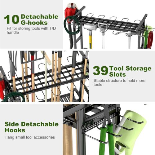 New-Garden Tool Organizer with Wheels, Large Capacity Garage Tool Organizer with - Picture 3 of 6