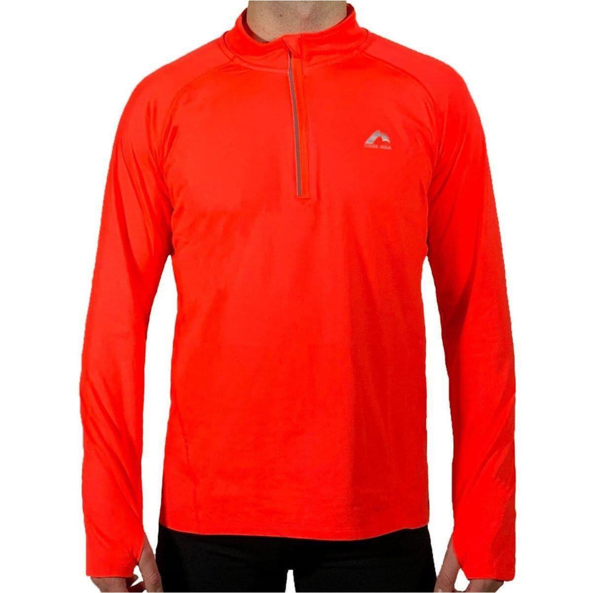 Еще одна яркая миля Herren Lauftop Orange Langarm Half Zip Run Для бега трусцой