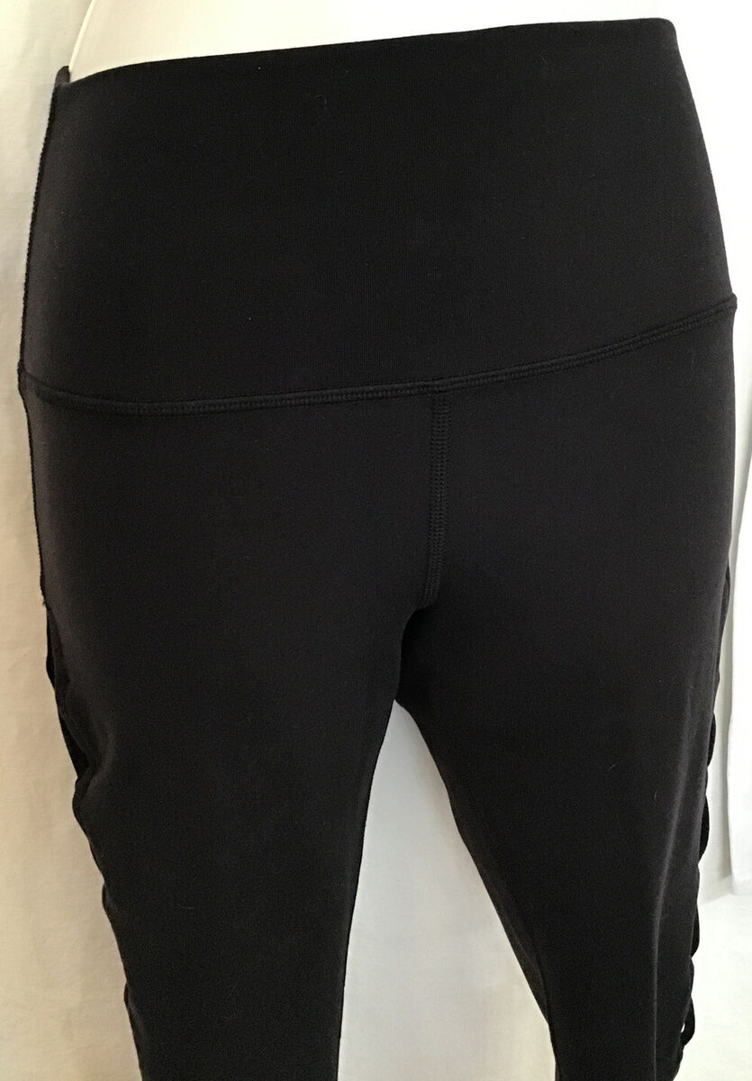 alo yoga BLACK Long Leggings Black Lattice Sides Size XXS