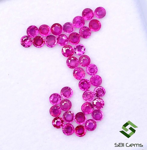 Lote de 2 mm de corte redondo de rubí natural 37 piezas de piedras preciosas sueltas calibradas de 2,10 quilates - Imagen 6 de 6