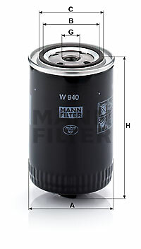 Oil Filter for JOHN DEERE MANN-FILTER W 940 (10) - Picture 2 of 3