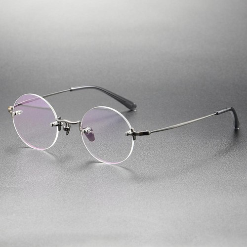 Damen Randlos Retro Rund Brille Herren Vintage Reintitan Brille Brillengestell Rx - Bild 17 von 28