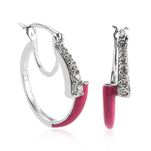 GP Multi Color Passion Collection Zircon and Enameled Hoop Earrings in Platinum - Picture 1 of 5