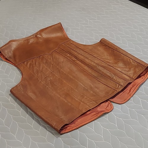 Vintage braun Echtleder Druckknopfleiste Weste Mexiko Unisex KLEINE Brustumfang 38" - Bild 7 von 18