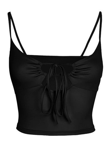 Damen-Schnürtop Camisole ausgehöhlt bauchfrei rückenfrei Spaghettiträger Trägertops - Bild 16 von 41