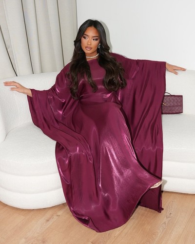 Dubai Women Satin Long Dress Abaya Elegant Kaftan Muslim Robe Evening Gown Prom - Bild 23 von 90