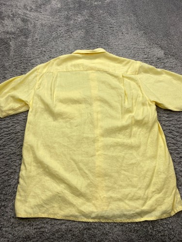 Indigo Palms Tommy Bahama Shirt Men XL Yellow Linen Hawaiian Tropical Beach - Picture 2 of 8