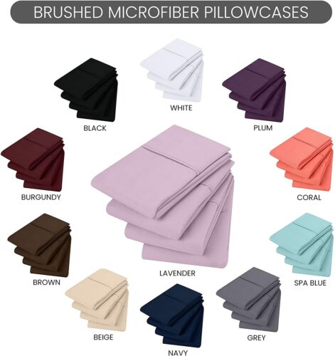 4 Pack Microfiber Pillowcases Ultra Soft Pillowcover King Queen Utopia Bedding - Picture 52 of 85