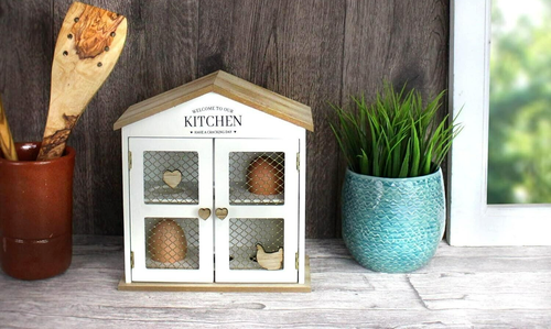 Soporte de madera para casa de huevos decoración del hogar cocina exhibición de 2 niveles - Imagen 5 de 24