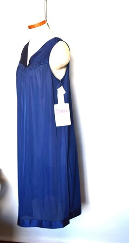 Nuevo con etiquetas Vintage Vanity Fair Nailon Azul Oscuro Vestido de Noche y Albornoz Talla M Raro - Imagen 3 de 4