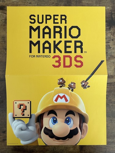RARE MARIO MAKER NINTENDO 3DS PRE ORDER EXCLUSIVE COLLECTORS POSTER - Picture 1 of 4
