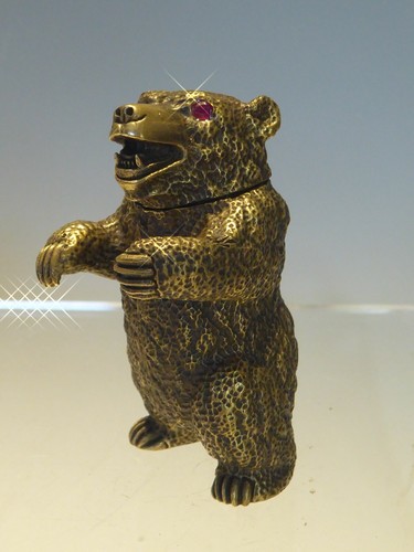 BRASS NOVELTY RUSSIAN DANCING BEAR VESTA MATCH STRIKE CASE - Picture 10 of 10