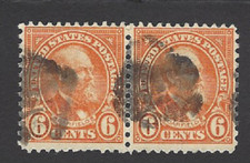 Scott# 638 6c James Garfield Horizontal Pair with Handstamped Cancel ~ (A-10)