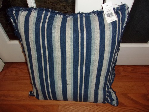 NWT Ralph Lauren St. Jean Maisy Blue White Stripe Fringed Decorative Bed Pillow - Picture 1 of 2