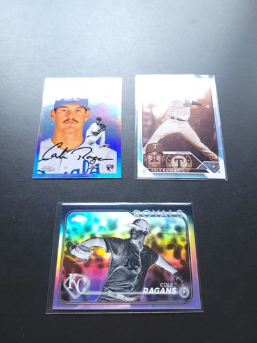 (3) 2023 Topps Chrome Cole Ragans #USC195 Negative Refractor #186, #170 RC - Picture 2 of 4